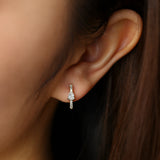 "Radiance Embraced" Pave Diamond Fancy Cut Huggie Hoop Earrings in 14K Solid Gold