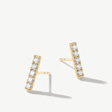 "Line of Brilliance" Pave Bar Lab Grown Post Earrings in 14K Solid Gold