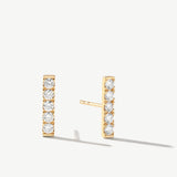 "Line of Brilliance" Pave Bar Lab Grown Post Earrings in 14K Solid Gold