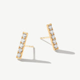 "Line of Brilliance" Pave Bar Lab Grown Post Earrings in 14K Solid Gold