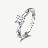 "Twisted Vine" Four Prong Engagement Ring Sterling Silver