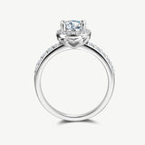 "Halo of Devotion" Halo Setting Four Prong Engagement Ring Sterling Silver