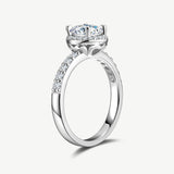 "Halo of Devotion" Halo Setting Four Prong Engagement Ring Sterling Silver