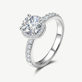 "Halo of Devotion" Halo Setting Four Prong Engagement Ring Sterling Silver