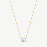 "Refined Radiance" Emerald Cut Lab Grown Diamond Solitaire Necklace in 14K Gold