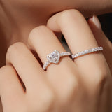 "Eternal Heartbeat" Halo Setting Heart-Cut Engagement Ring Sterling Silver