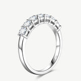 Round Cut Half Coverage Eternity Wedding Band Ring in Sterling Silver