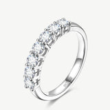 Round Cut Half Coverage Eternity Wedding Band Ring in Sterling Silver
