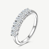 Oval Cut Diamond Half Coverage Wedding Band Ring in Sterling Silver