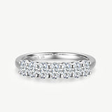 Oval Cut Diamond Half Coverage Wedding Band Ring in Sterling Silver