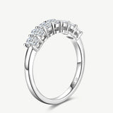 Oval Cut Diamond Half Coverage Wedding Band Ring in Sterling Silver