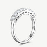 Emerald  Cut Diamond Half Coverage Wedding Band Ring in Sterling Silver