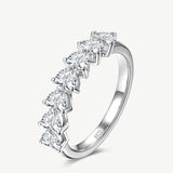 Heart Cut Diamond Half Coverage Wedding Band Ring in Sterling Silver