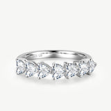 Heart Cut Diamond Half Coverage Wedding Band Ring in Sterling Silver