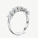 Heart Cut Diamond Half Coverage Wedding Band Ring in Sterling Silver