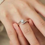 "Radiant Embrace" Ribbon Design Engagement Promise Ring in Sterling Silver