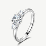 Three Stone Round Cut Lab Grown Diamond Engagement Ring in Sterling Silver