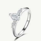 Pear Cut Lab Grown Diamond Engagement Ring in Sterling Silver