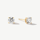 "Pure Brilliance" Four Prong Lab Grown White Diamond Stud Earrings in 14K Gold