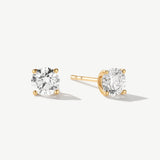 "Essence of Light" Four Prong Lab Grown Diamond Earring Studs in 14K Gold