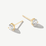 "Light Within" Martini Three Prong Lab Grown Diamond Stud Earrings in 14K Real Gold