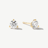 "Light Within" Martini Three Prong Lab Grown Diamond Stud Earrings in 14K Real Gold