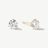 "Inner Radiance" Martini Three Claw Prong Stud Earrings in 14K Real Gold