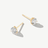 "Inner Radiance" Martini Three Claw Prong Stud Earrings in 14K Real Gold