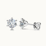 "Elegant Light" Classic Six Prong Round Lab Grown Stud Earrings