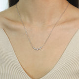 "Wave of Brilliance" Pave Lab Grown Diamonds Curve Bar Pendant Necklace
