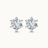 "Elegant Light" Classic Six Prong Round Lab Grown Stud Earrings