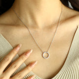 "Circle of Light" Round Pendant Paved With Lab Grown Diamonds Necklace