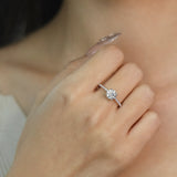 "Vows in Brilliance" Four Prong Engagement Ring Sterling Silver