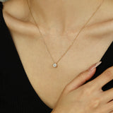 "Ray of Light" Bezel Setting Round Lab Grown Diamond Pendant Necklace in 14K Solid Gold