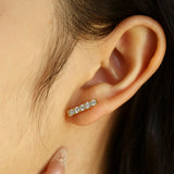 "Line of Brilliance" Pavé Bar Lab Grown Post Earrings in 14K Solid Gold