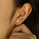 "Elegant Light" Classic Six Prong Round Lab Grown Stud Earrings