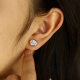 Classic Bezel Round Lab Grown Stud Earrings