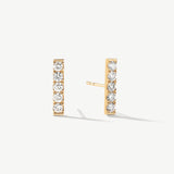 "Line of Brilliance" Pavé Bar Lab Grown Post Earrings in 14K Solid Gold