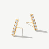 "Line of Brilliance" Pavé Bar Lab Grown Post Earrings in 14K Solid Gold
