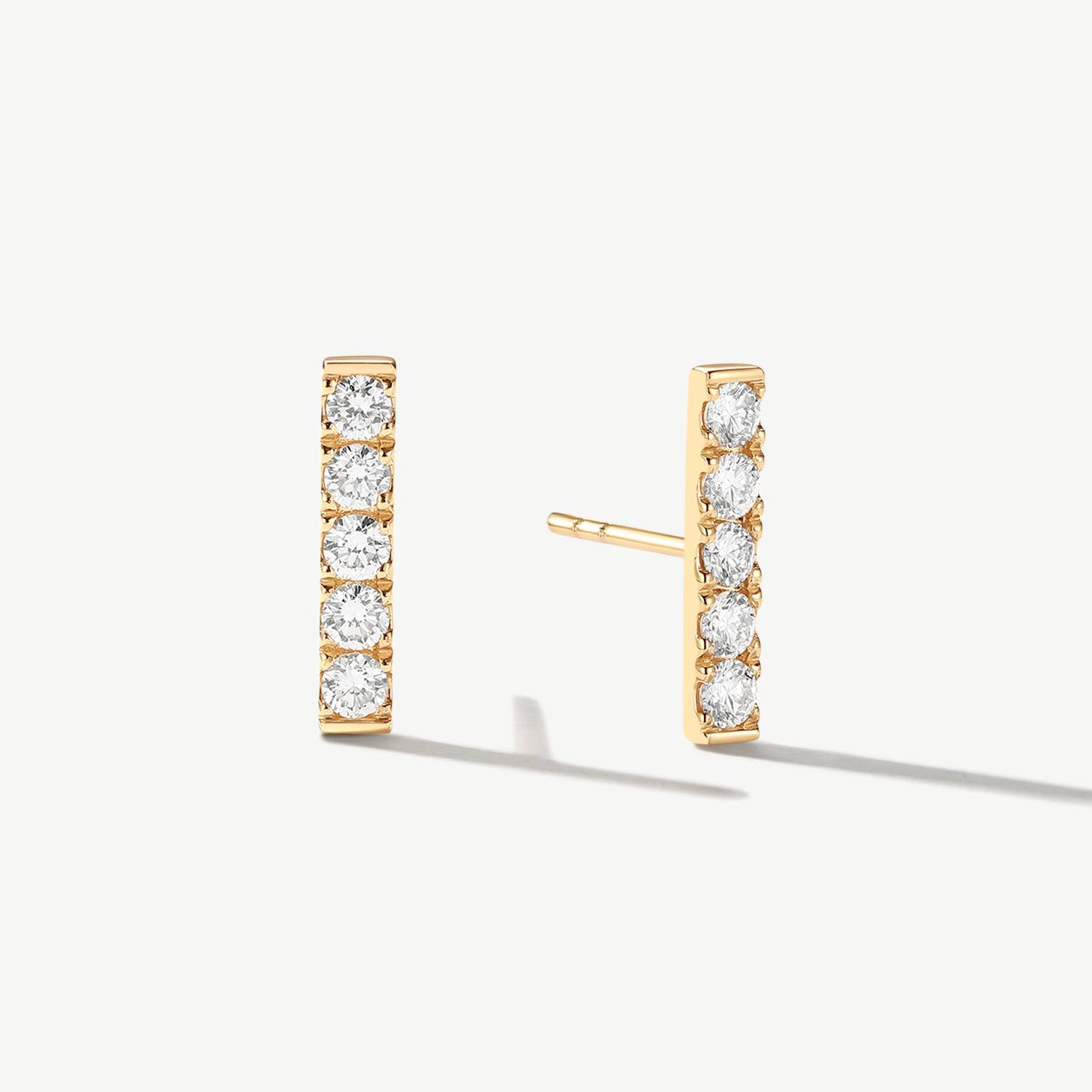 "Line of Brilliance" Pavé Bar Lab Grown Post Earrings in 14K Solid Gold