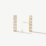"Line of Brilliance" Pavé Bar Lab Grown Post Earrings in 14K Solid Gold
