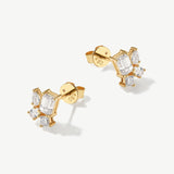 "Aurora Cluster" Lab Grown Diamond Cluster Stud Earrings in 14K Solid Gold