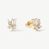 "Aurora Cluster" Lab Grown Diamond Cluster Stud Earrings in 14K Solid Gold