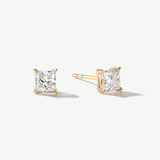 "Radiant Spark" Princess Cut Lab Grown Diamond Stud Earrings in 14K Real Gold
