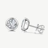 Classic Bezel Round Lab Grown Stud Earrings