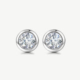 Classic Bezel Round Lab Grown Stud Earrings