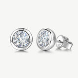 Classic Bezel Round Lab Grown Stud Earrings