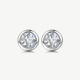 Classic Bezel Round Lab Grown Stud Earrings