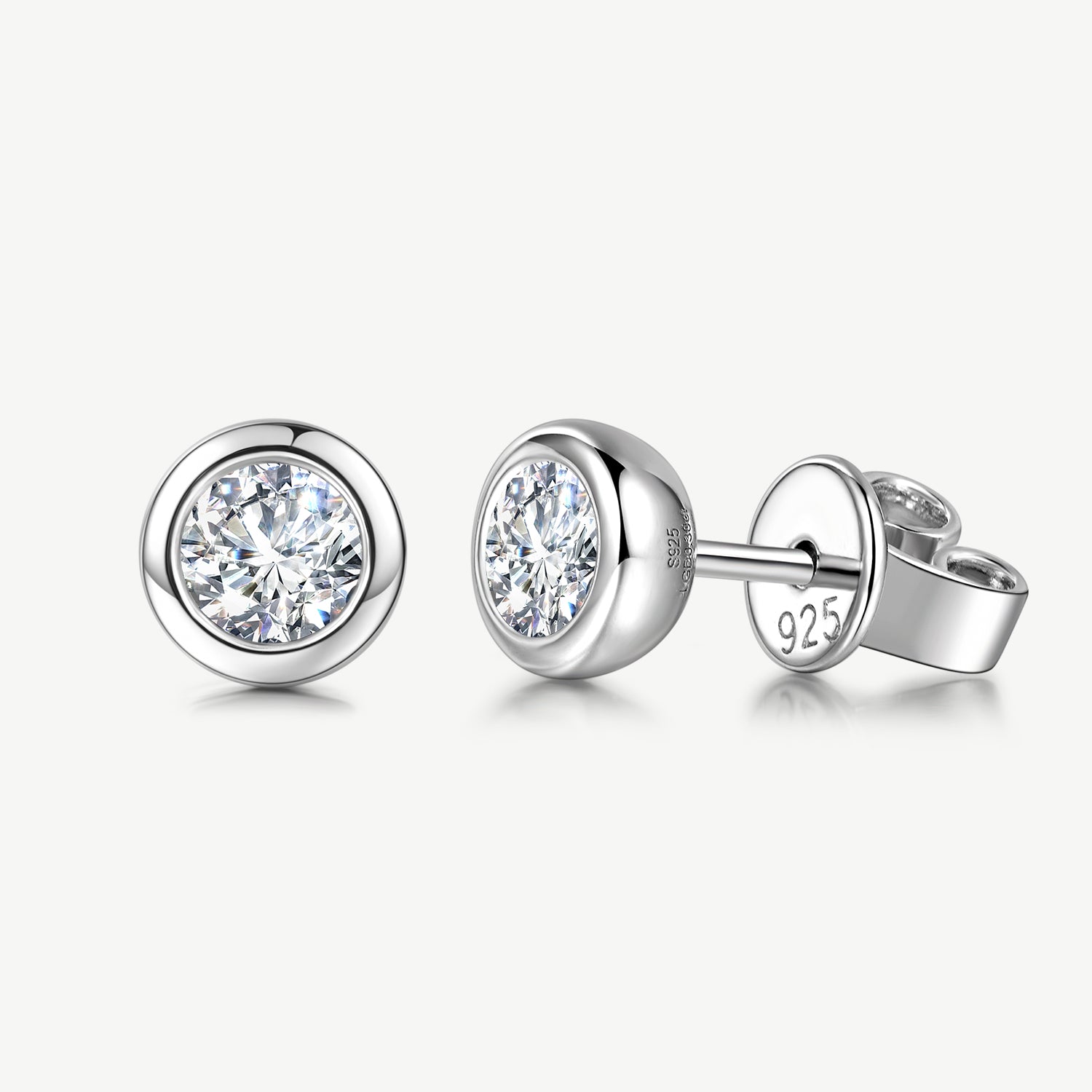 Classic Bezel Round Lab Grown Stud Earrings