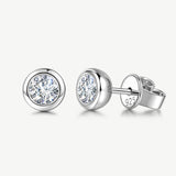 Classic Bezel Round Lab Grown Stud Earrings